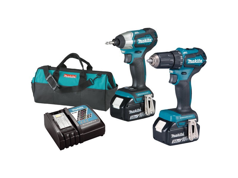 Akumulatorski set orodja Makita DLX2220, DTD155, DDF483, DC18RC, 2x BL1830B 3.0Ah, Torba