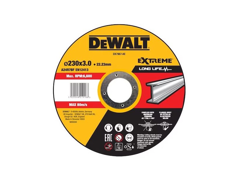 Rezalna plošča DeWalt, Dimenzije: 230x3x22,23mm, DX7987