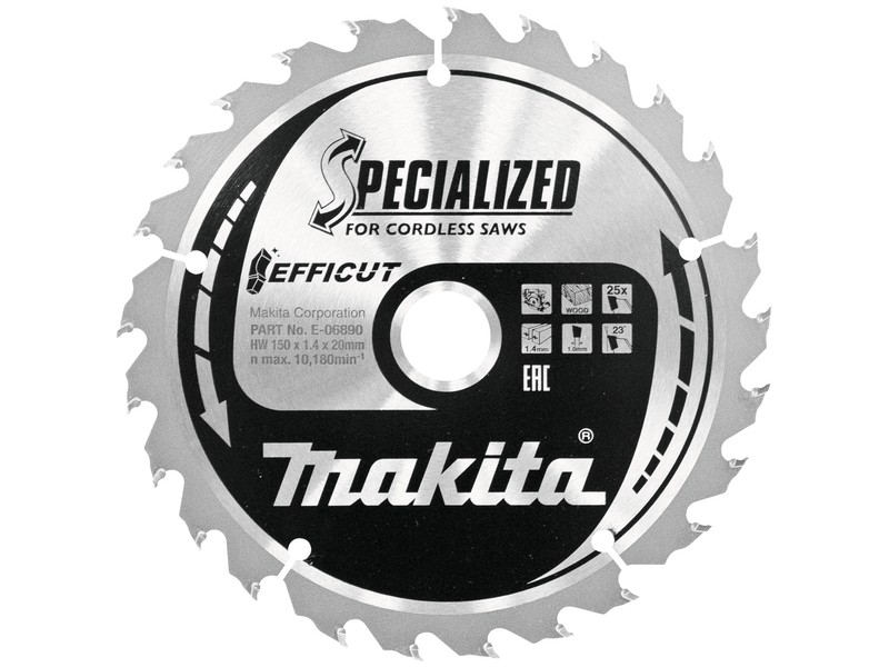 TCT Specialized žagin list Makita, Dimenzije: 150x1,4x20mm, Zob: 25, E-06890