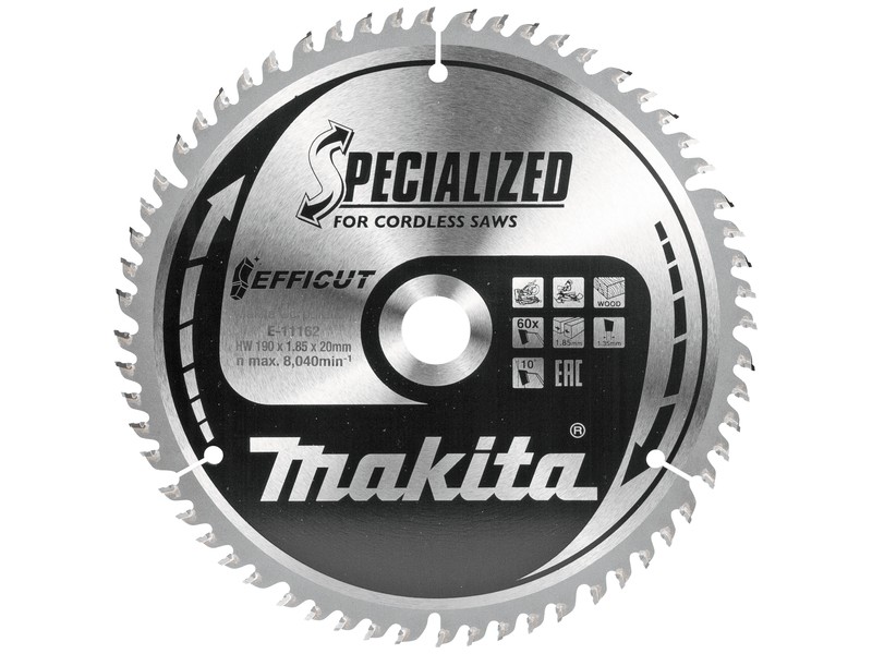 Efficut žagin list Makita, Dimenzije: 190x20mm, Zob: 60, E-11162