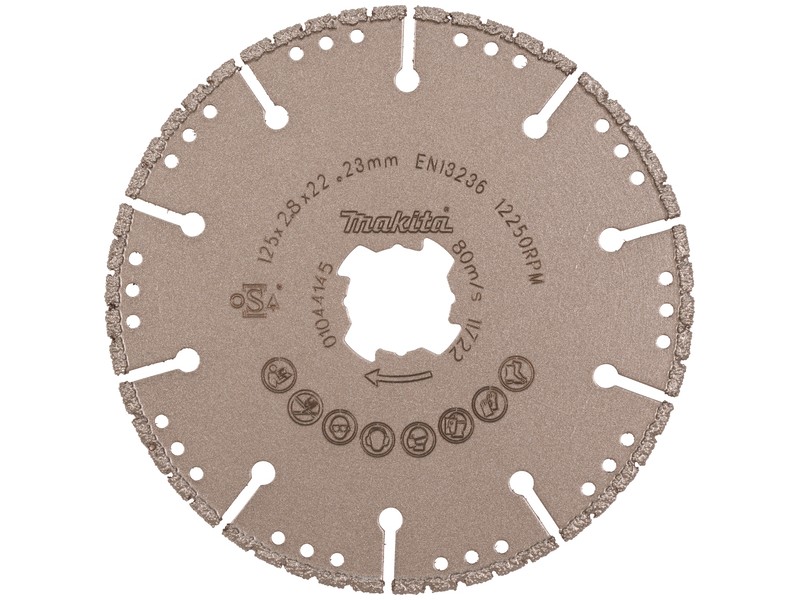 Diamantna rezalna plošča Makita, večnamenska X-LOCK, Dimenzije: 125x22,23x2,8mm, E-19738