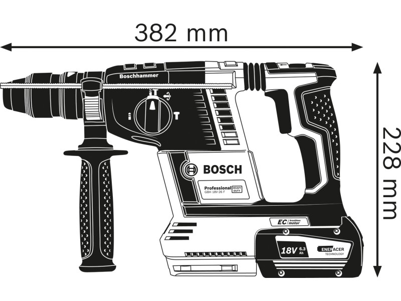 Akumulatorsko vrtalno kladivo Bosch GBH 18V-26 F v kartonu, SDS-plus, 18V, 2.6 J, 0611910000