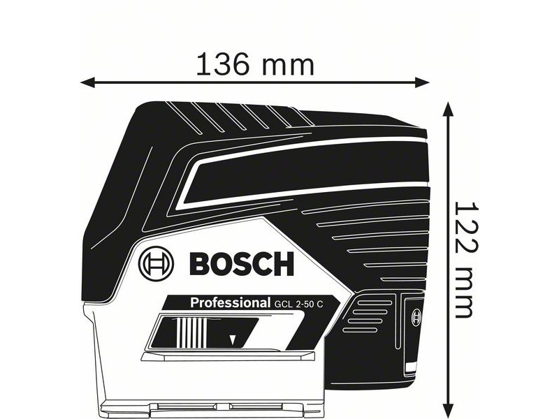 Kombinirani laser Bosch GCL 2-50 C, (križno linijski), 635 – 650 nm, Zaščitna torba, 0601066G00