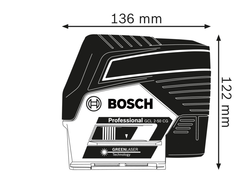 Kombinirani laser Bosch GCL 2-50 CG v kovčku L-Boxx, Bluetooth, 500-540nm,  0.6kg, 0601066H00