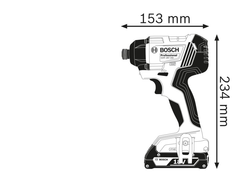 Akumulatorski udarni vijačnik Bosch GDR 18V-160 v kovčku, 18V, Vpetje:1/4