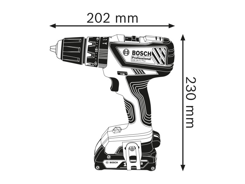 Akumulatorski udarni vrtalni vijačnik Bosch GSB 18-2-LI Plus v kovčku, 18V, 1.5-13mm, 1.5kg, 06019E7120