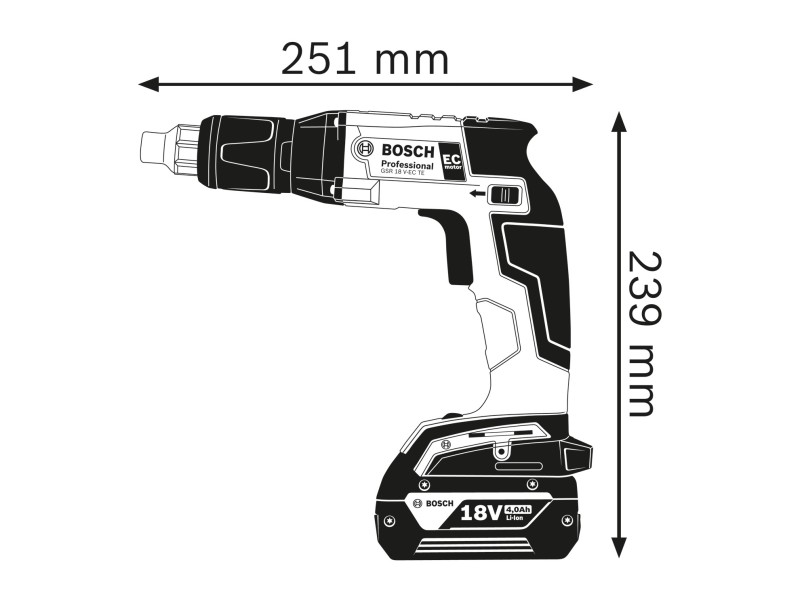 Akumulatorski vijačnik Bosch GSR 18 V-EC TE SOLO v kartonu, 18V, 4.2mm, Vpetje 1/4