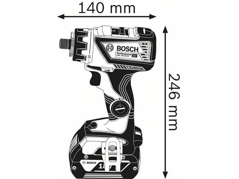 Akumulatorski vrtalni vijačnik Bosch GSR 18V-60 FC Flex v L-Boxx, 18V, 1.5-13mm, 0.9kg, 06019G7100