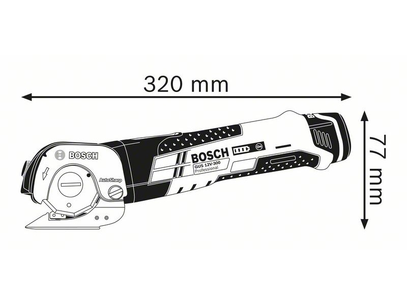 Akumulatorske univerzalne škarje Bosch GUS 12V-300 SOLO v kartonu, 12V, 300mm, 1kg, 06019B2901