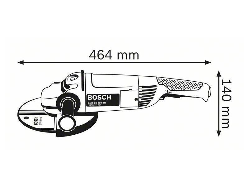 Elekt.kotni brusilnik Bosch GWS 26-230 JH, 2.600W, 230 mm, M14, 6,1kg, 0601856M00