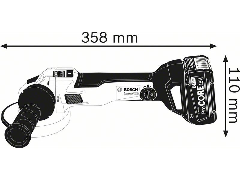 Akumulatorski kotni brusilnik Bosch GWS 18V-10 SC v L-boxx, 2x 8.0Ah, GAL 1880 CV, 18V, M14, 2kg, 06019G340H