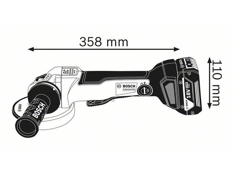 Akumulatorski kotni brusilnik Bosch GWS 18V-10 PC v kartonu, 18V, 125mm, 2kg, 06019G3E0A