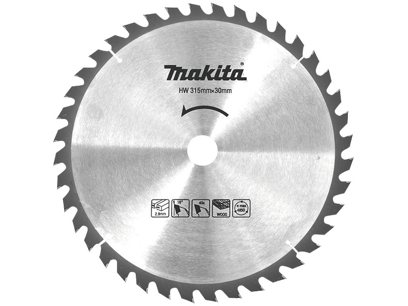 TCT žagin list Makita za les, za 2712, Dimenzije: 315x30x2,8mm, Zob: 40, JM27170001