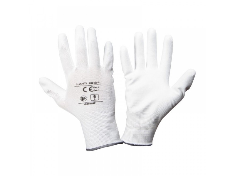 Zaščitne rokavice s poliuretanom Lahti PRO, bela, S-2XL
