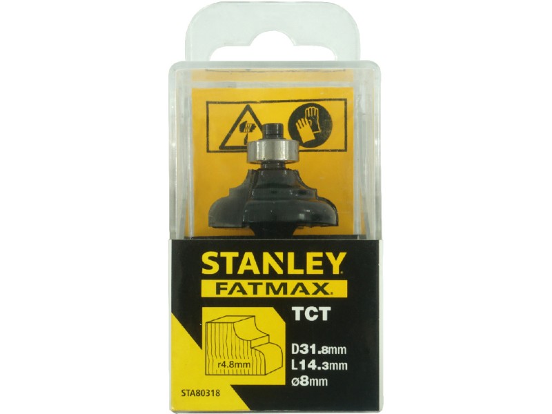 TCT zaobljeno rezkalo z ležajem, profilno​ Stanley, Vpetje: 8mm, Dimenzije: 31.8x14.3x4.8mm, STA80318