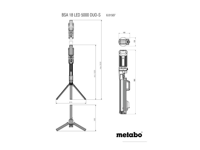 Akumulatorska svetilka za gradbišča Metabo BSA 18 LED 5000 DUO-S, 18V, 5.000lm, 4.8kg, 601507850