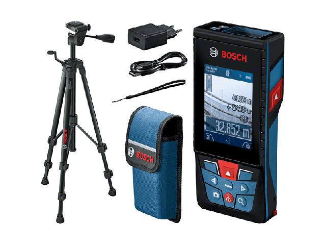 Laserski merilnik razdalj s stojalom Bosch GLM 120 C Bluetooth Smart + BT 150, 0601072F01