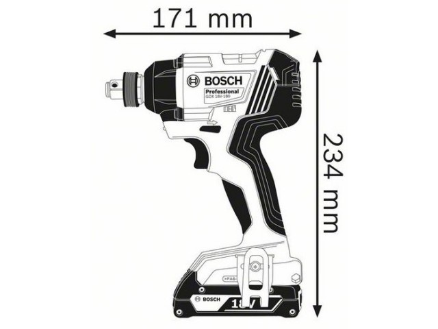 Akumulatorski udarni vijačnik Bosch GDX 180-LI 18V, 180Nm, 2xGBA 2.0Ah+ GAL 18V 40, 06019G5223