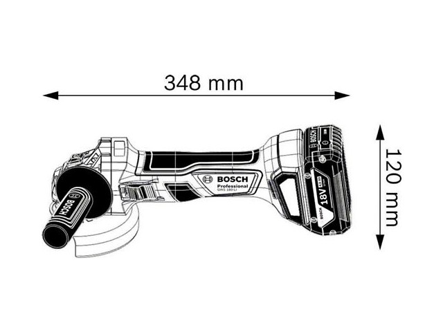 Akumulatorski kotni brusilnik GWS 180-LI, 11.000 min-1, 115 mm, 1,6kg, 06019H9022