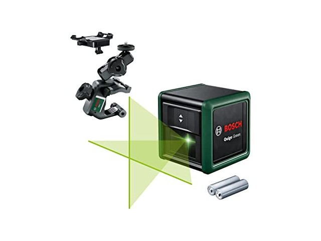 Križni laser Bosch Quigo Green+2x1,5V LR03 (AAA), 500 – 540 nm, 85°, 1/4