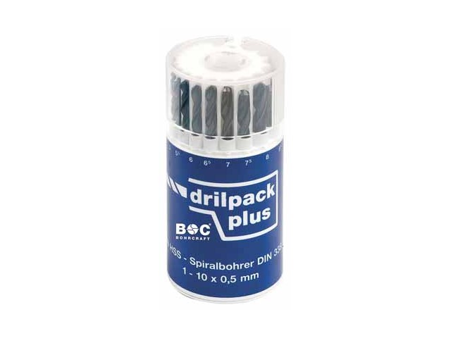 19-delni set spiralnih svedrov Bohrcraft HSS DIN 338 valjani Tip N v okrogli škatli, Dimenzije: 1.0-10mm, 11001440019