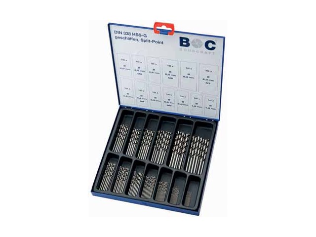 130-delni set spiralnih svedrov Bohrcraft DIN 388 HSS-G brušeni, Dimenzije: 1.0-6.0x0.5mm, 3.3+4.2mm, 11201310130