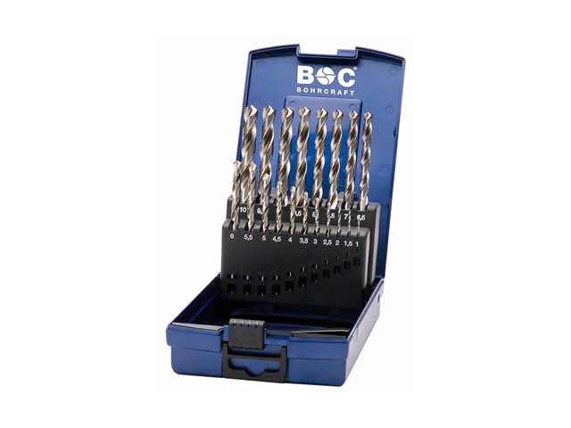 19-delni set spiralnih svedrov Bohrcraft DIN 388 HSS-G brušeni, Dimenzije: 1-10x0.5mm, 11201330019