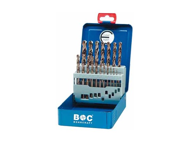 19-delni set spiralnih svedrov Bohrcraft DIN 338 HSS-E (Co 5) kobaltno legiran, 11401310019