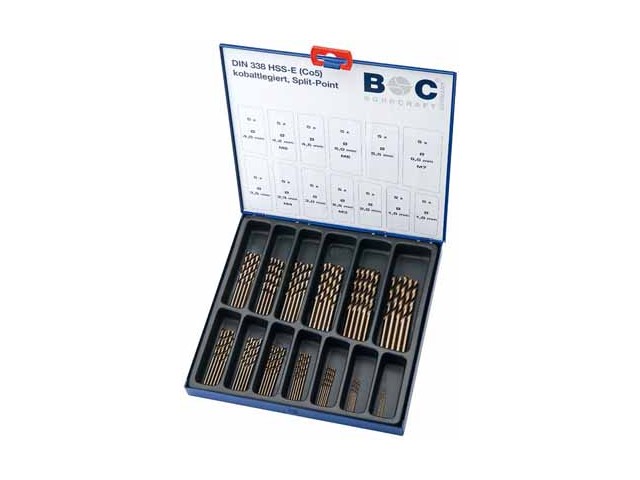 65-delni set spiralnih svedrov Bohrcraft DIN 338 HSS-E (Co 5) kobaltno legiran, 11401310065