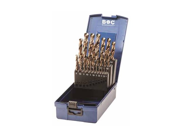 25-delni set svedrov Bohrcraft DIN 338 HSS-E (Co 5) s križnim obrusom, Dimenzije: 1-13x0,5mm, 11451330025