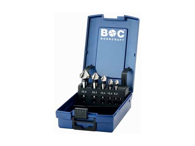 5-delni set grezil Bohrcraft DIN 335 Tip C 90° HSS v ABS škatli, 17001330005