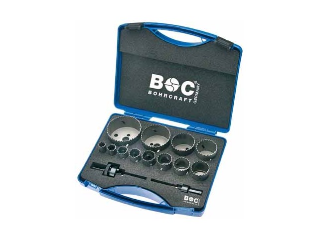 14-delni set Bi-metal HSS kronskih žag v plastični škatli, Dimenzije: 16-76mm+Adapter AS11&AS33, 19001330012