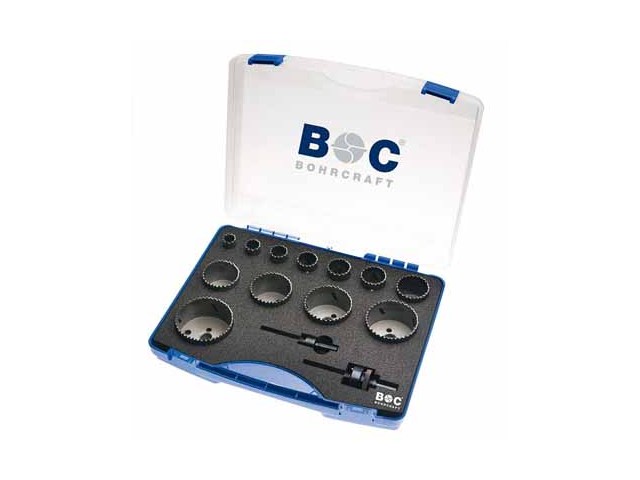 14-delni set Bi-metal HSS kronskih žag v plastični škatli, Dimenzije: 19-76mm+ Adapter AS 11&AS33, 19001330014
