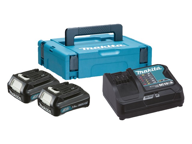 CXT power set Makita v kovčku Makpac 1, 12V, 2x 1.5Ah, DC10SB, 197652-7