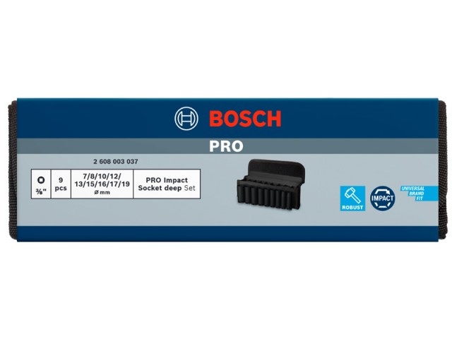 Komplet PRO Impact Socket Set Bosch, 3/8 palca, globok, 9-delni, 2608003037