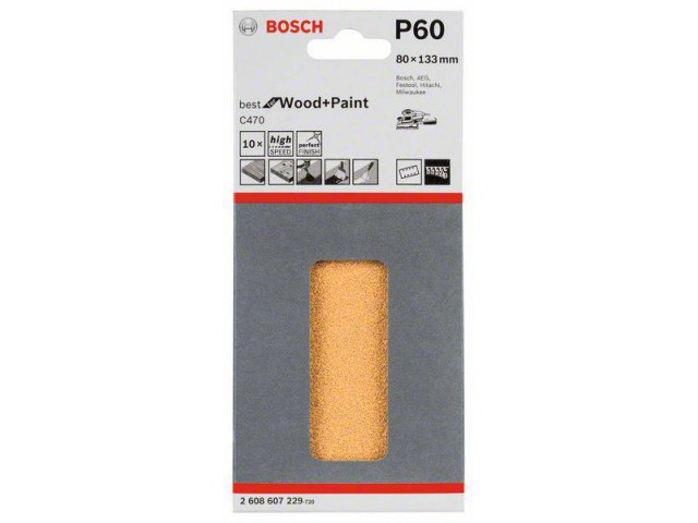 Brusilni list C470, pakiranje po 10 kosov, P60, Dimenzije: 80x133mm, 2608607229