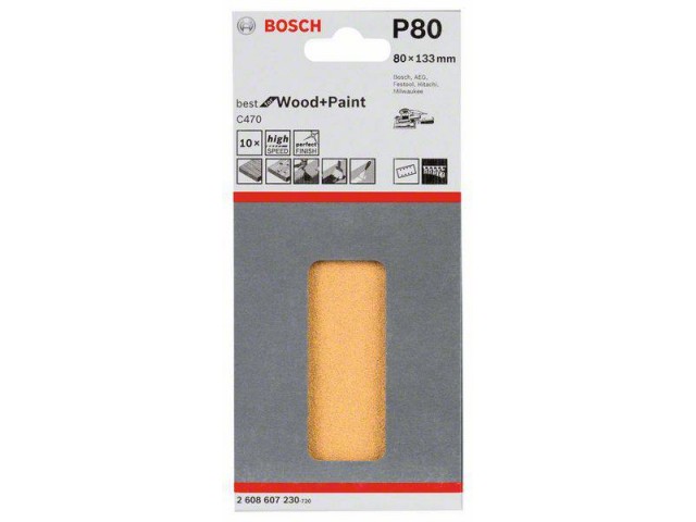 Brusilni list C470, pakiranje po 10 kosov, P80, Dimenzije: 80x133mm, 2608607230