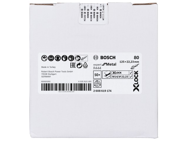 X-LOCK Bosch Vlaknena brusilna plošča, Bosch Expert for Metall, Pakiranje: 50kos, Dimenzije: 125x22,23mm, Zrnatost: 80, 2608619174