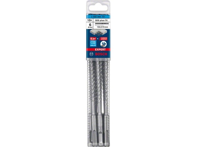 10-delni komplet udarnih svedrov Bosch EXPERT SDS plus-7X,Dimenzije 6 x 150 x 215 mm, 2608900161
