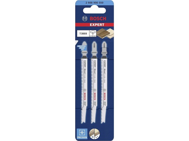 Professional Bosch 3-delni komplet listov za vbodno žago T308B EXPERT Wood 2-side clean, 2608900550