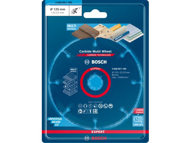 Rezalna plošča Bosch EXPERT Carbide Multi Wheel, Dimenzije: 125x22,23mm, 2608901189