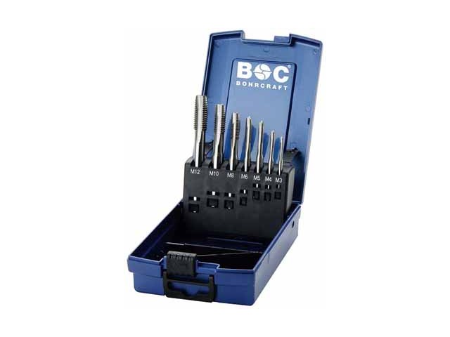 7-delni set strojnih navojnih svedrov Bohrcraft DIN 371 HSS-E (Co 5) M, Oblika B v ABS škatli, M3-M12, 41421330007