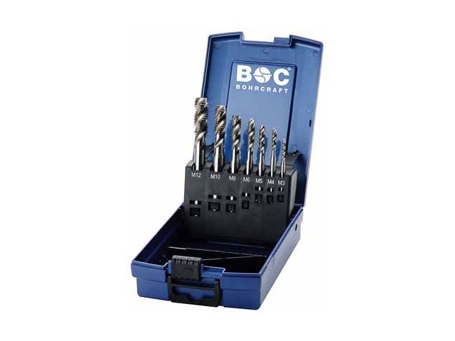 7-delni set strojnih navojnih svedrov Bohrcraft DIN 371 HSS-E (Co 5) M, Oblika C/35° RSP, M3-M12, 41521330007