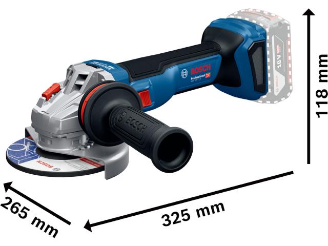 Akumulatorski kotni brusilnik Bosch GWS 18V-11 S, 1100W, 125mm, 06019N4000