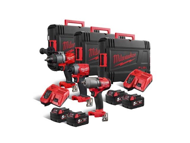 Akumulatorski set Milwaukee M18FPP3C2-504X (M18 FPD2/0X, FID2-502X, FMTIWF12-502X), Li-Ion 4x Aku.: 5,0 Ah, 4933000002