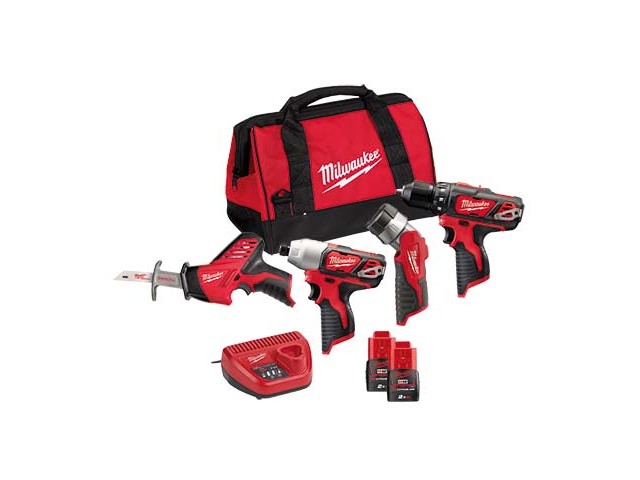 Akumulatorski set Milwaukee M12 BPP4A-202B (BDD, BID, HZ, T-LED) Li-Ion 2x Aku.: 2,0 Ah, 4933441240
