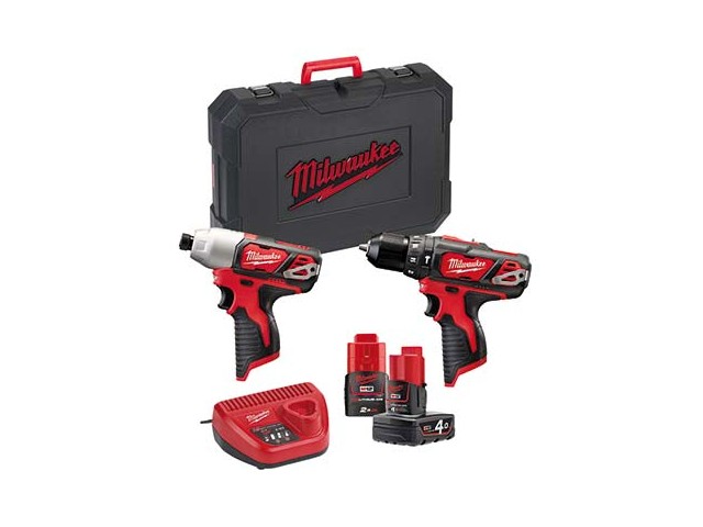 Set Milwaukee M12 BPP2B-421C (BPD,BID), Li-Ion 1x 12V: 4,0Ah, 1x 12V: 2,0 Ah, 4933443497