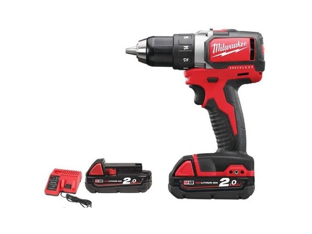 Akumulatorski vijačnik Milwaukee M18 BLDD-202C, Li-Ion 2x Aku.: 2,0 Ah, 4933448441