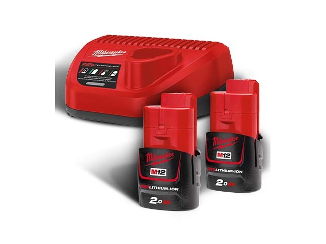 Akumulatorski power set Milwaukee M12 NRG-202, Li-Ion, 2x Aku.: 2,0 Ah+C12 C, 4933459209