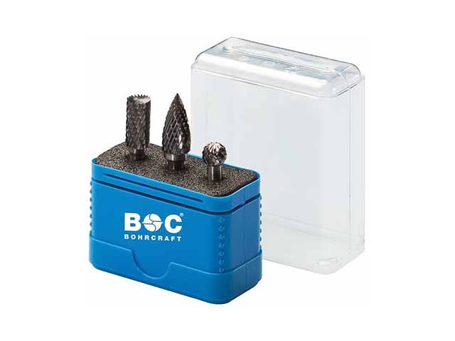 3-delni set karbidnih rotorezkarjev v plastični škatli Bohrcraft, Dimenzije: 1x10,0mm oblika B, 59001330003